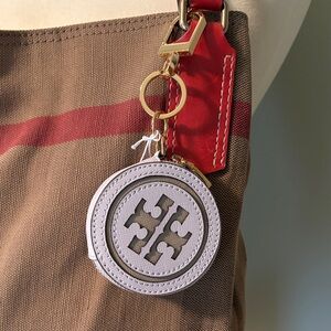 Tory Burch Logo Circle Light Purple Coin Pouch Keychain